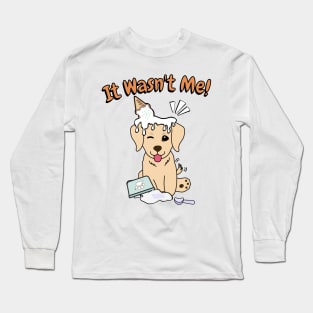 Funny golden retriever got caught stealing ice cream Long Sleeve T-Shirt